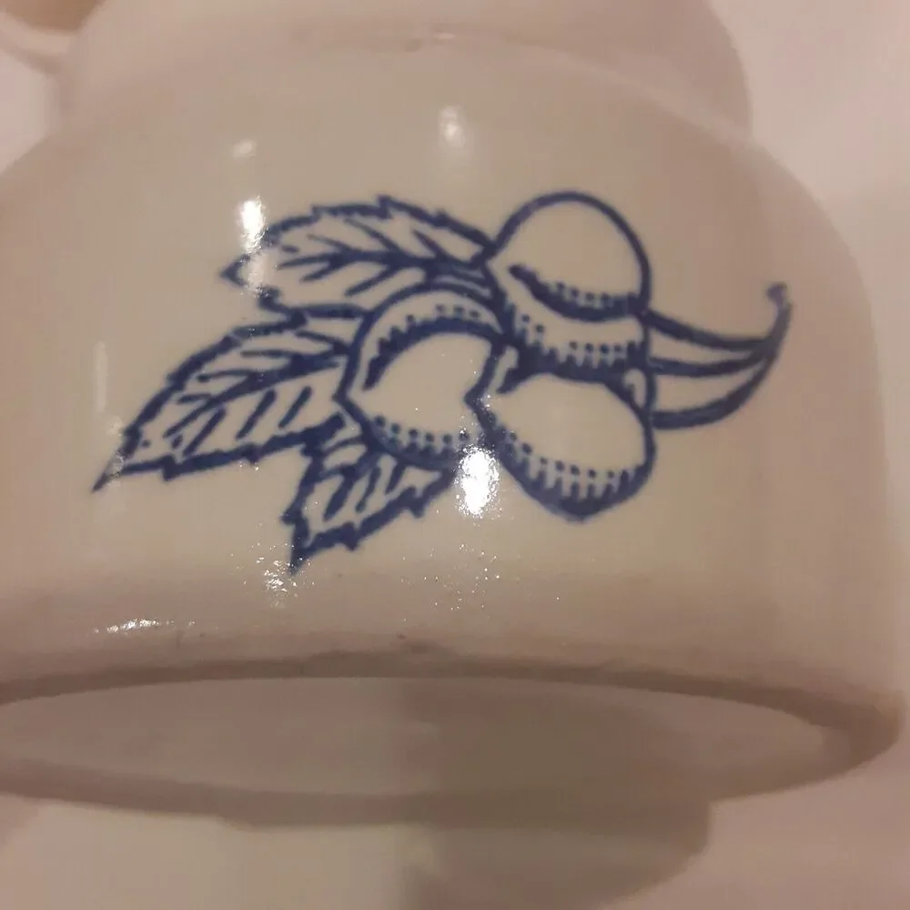Vintage Oxfordware U.S.A. Mini Crocks Blue/Cream 3x3 Grapes & Figs